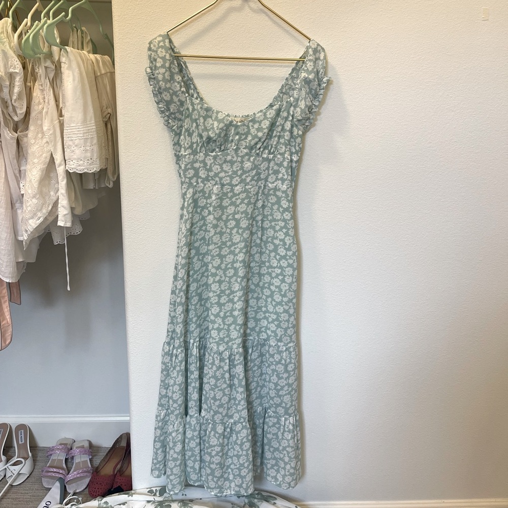 Hello Molly Green Floral Cottage Dress